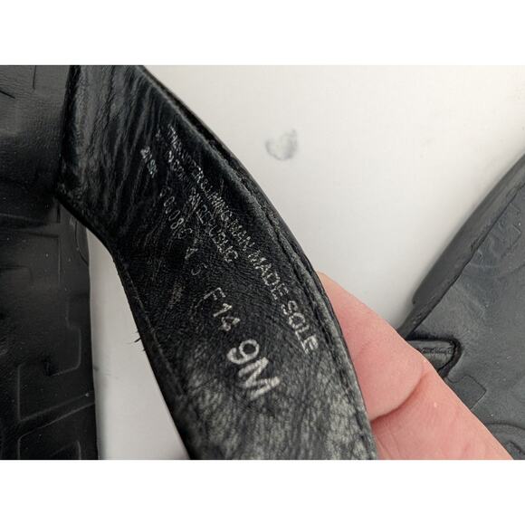 Tory Burch Sandals Thong Thora 9 M Black Patent Leather Flip Flops Logo - Picture 4 of 4